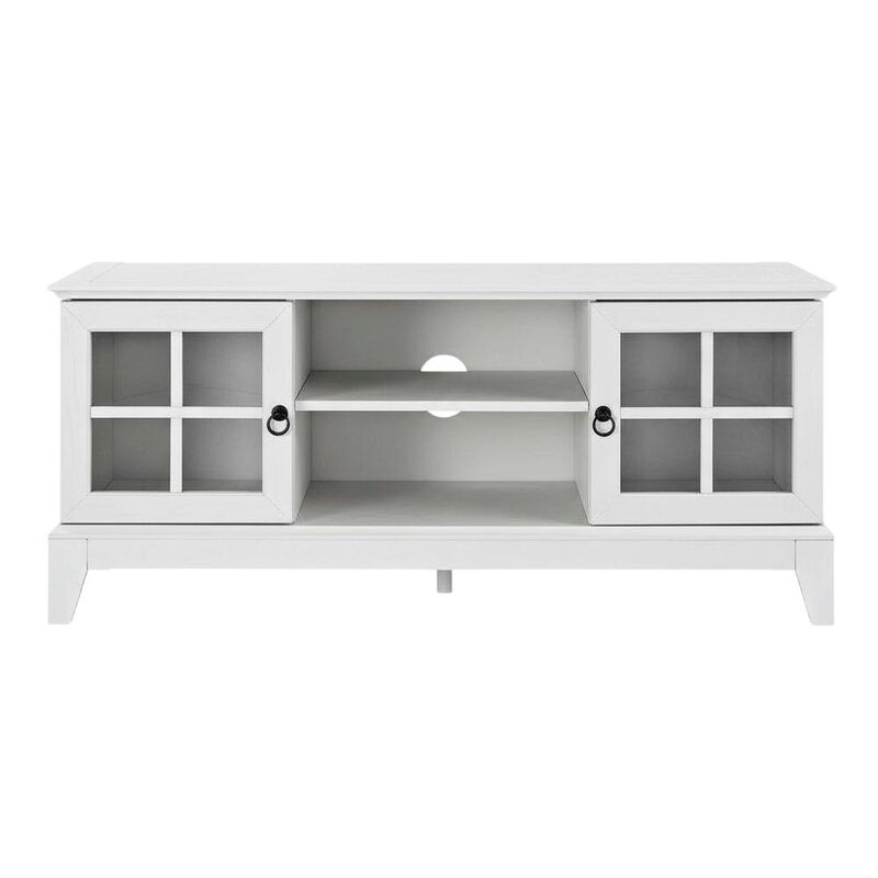 White wood TV stand with 47-inch top and sleek design for modern living spaces image number 1