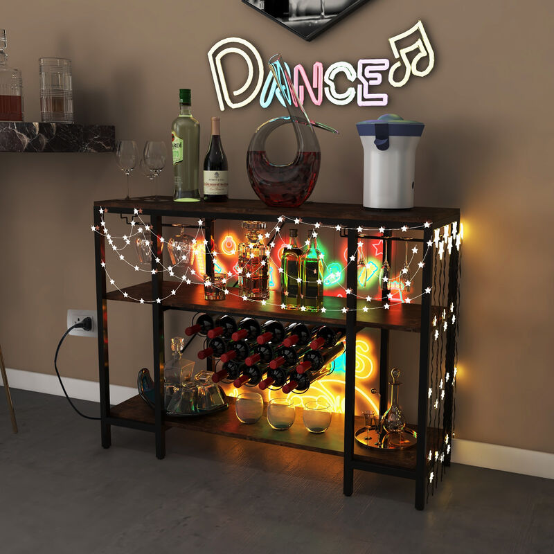 Industrial Wine Rack Wine Bar Cabinet with Storage Shelves