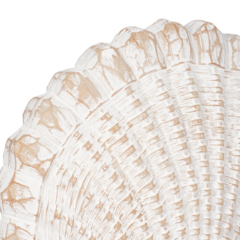 8" Sea Scallop Shell Woven Pattern, White image number 3