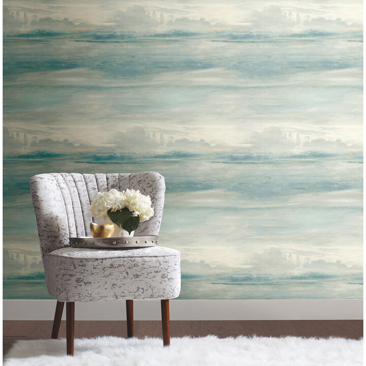 Soothing Mists Scenic Light Blue Wallpaper