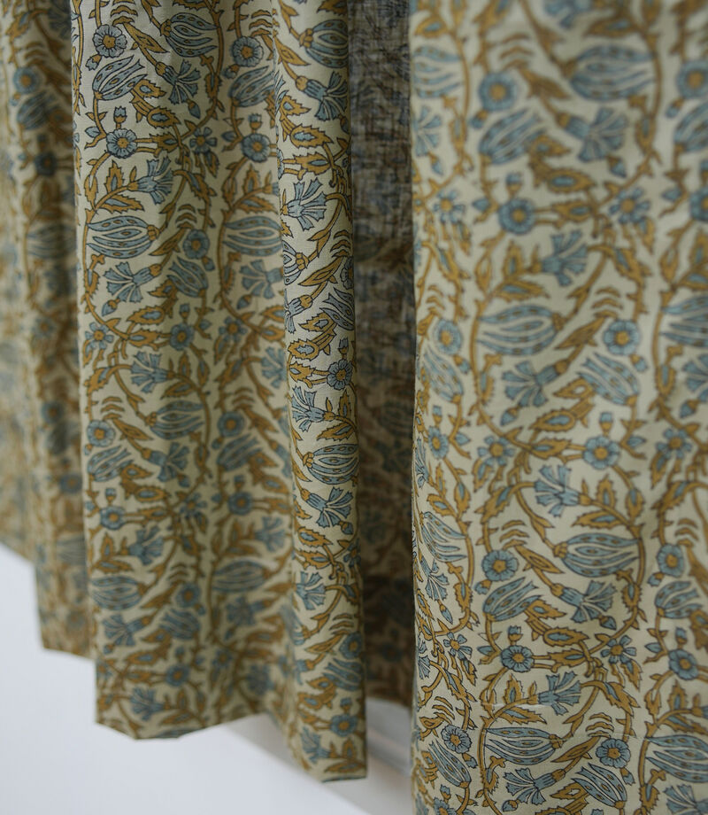 Fabdivine Floral Block Print Drape Rustic Linen 54x96 Inch Curtain for Door & Window Decoration, Vanmala image number 4