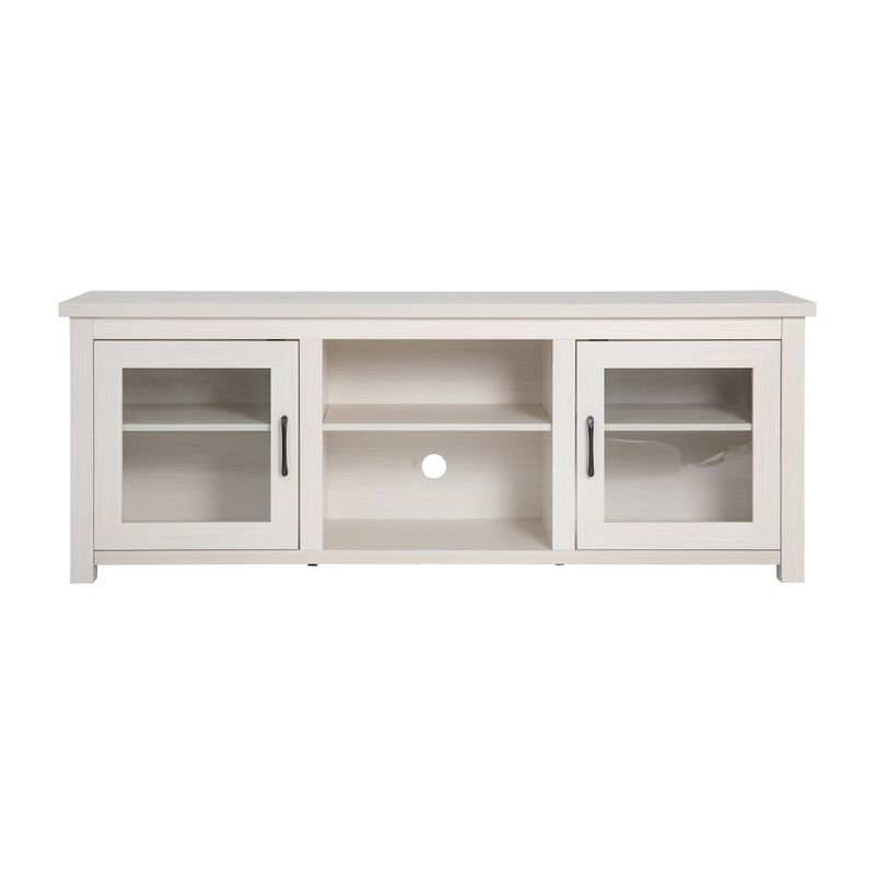 Flash Furniture Classic TV Stand up to 80" TVs - White Wash Finish with Full Glass Doors image number 5