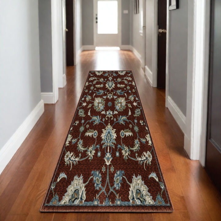 HomeRoots Oriental Area Rug With Fringe