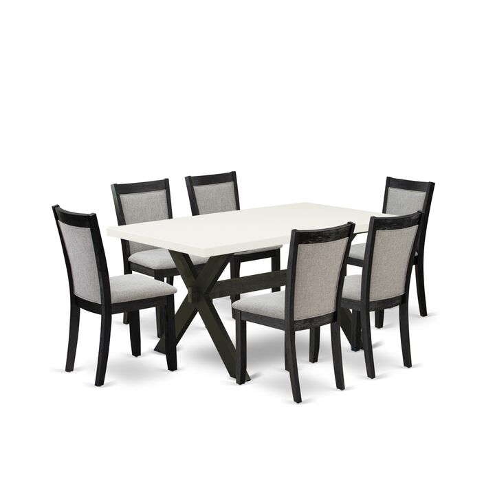 East West Furniture X626MZ606-7 7Pc Dining Set - Rectangular Table and 6 Parson Chairs - Multi-Color Color