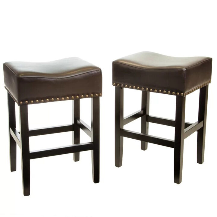Merax Backless Ivory Leather Counter Stool (Set of 2)