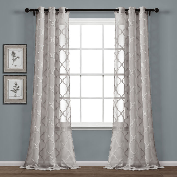 Avon Trellis Grommet Sheer Window Curtain Panels