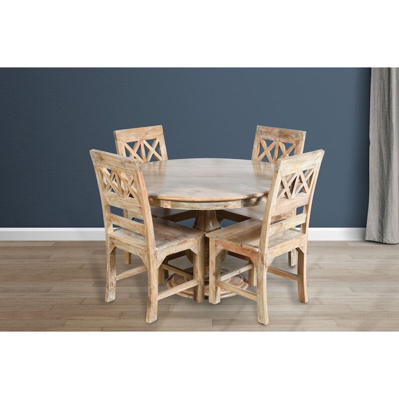 Jenna 48 Round Table with 2 sets of Solid Wood Chairs