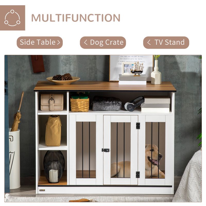 White Dog Haven: Crate End Table with Storage & Lockable Door