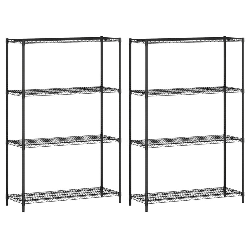 2 Pack 4 Tier Metal Shelving Units with V Shaped Wire Racks for Kitchen Storage-Black image number 0