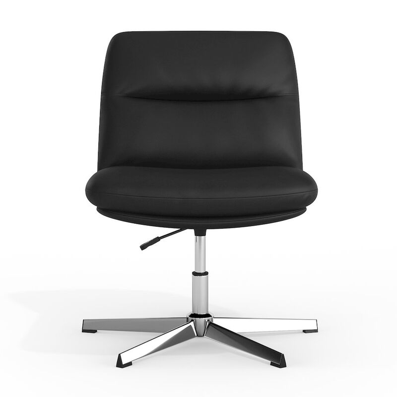 Flash Furniture Black Padded LeatherSoft Armless Stationary Task Office Chair, Chrome Frame image number 1