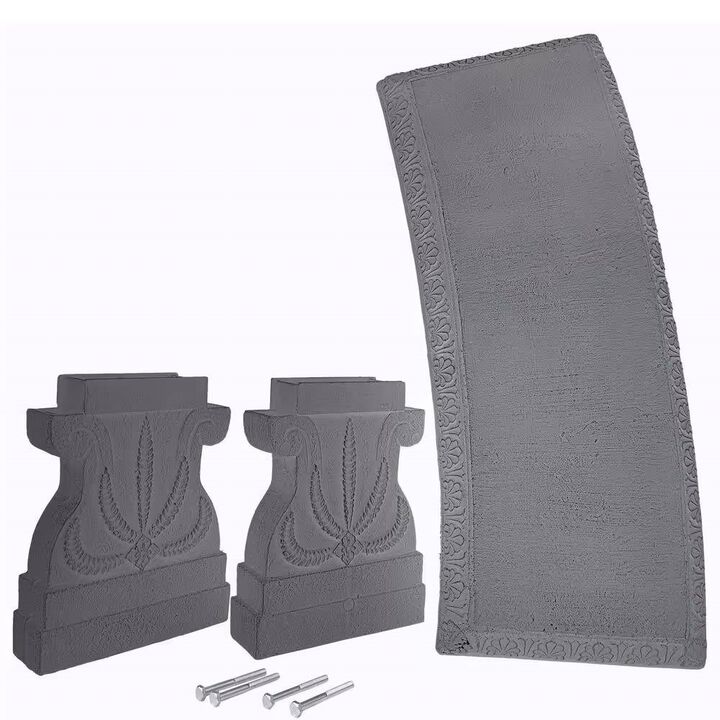 Outdoor Fiber-Clay Garden Bench in Stone Finish for Patio or Backyard