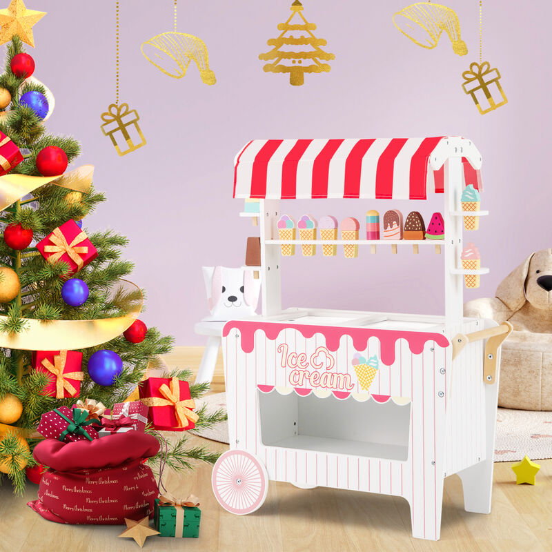 Kids Ice Cream Stand Cart with Display Rack and Toy Accessories image number 4
