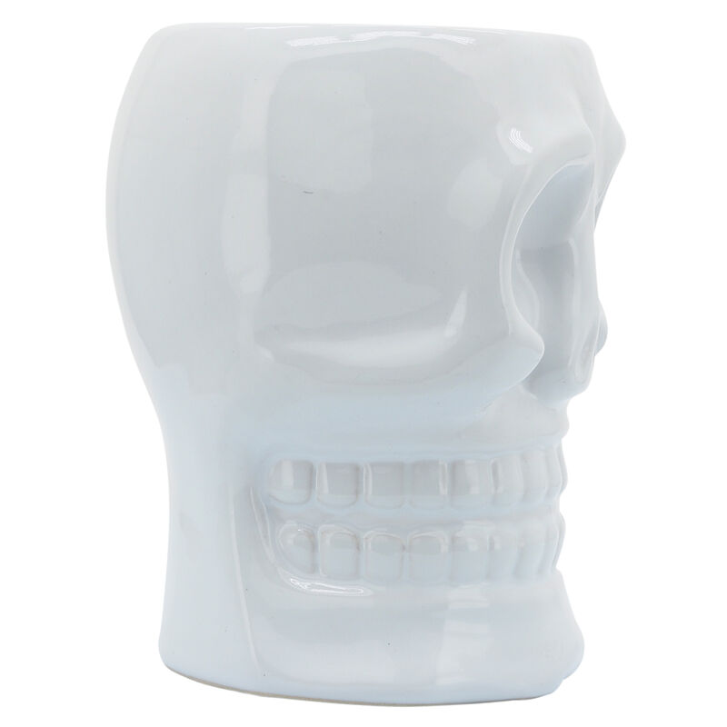 Cer, 6" Skull Vase, White image number 3