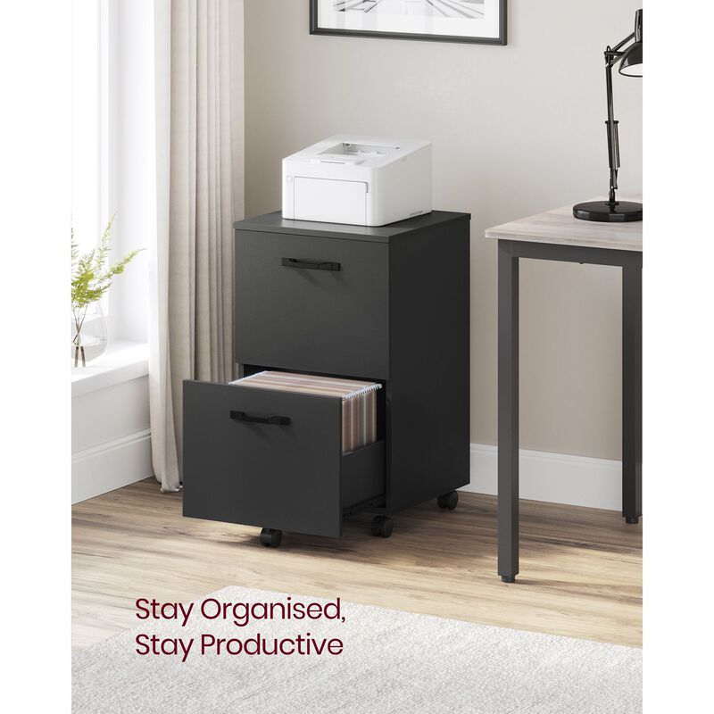 Rolling File Cabinet with 2 Drawers for A4 and Letter-Sized Documents