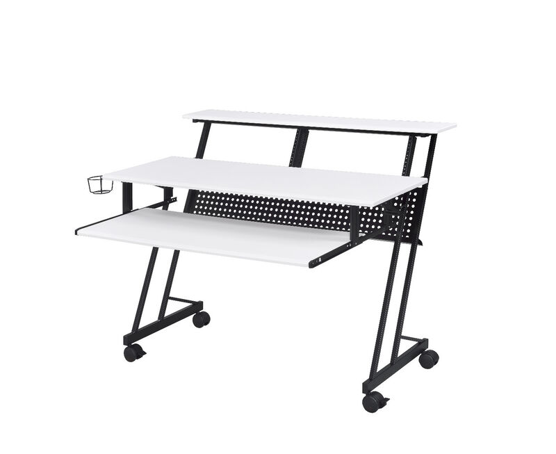 HomeRoots 47" White and Black Computer Desk image number 2