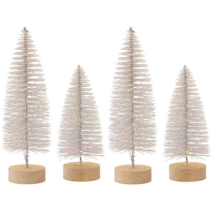 Set of 4 LED Lighted Trees for Festive Holiday Décor & Warm Ambient Lighting