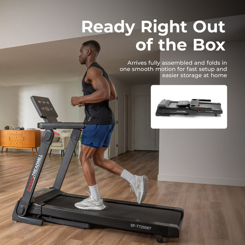 Sunny Health & Fitness Platinum Smart One-Click Fold Wi-Fi Treadmill with Auto Incline and SunnyFit App for Trainer-Led Workouts & Performance Tracking image number 3