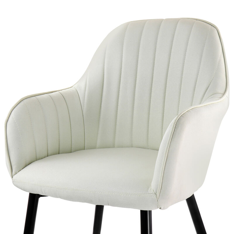 Elama 2 Piece Fabric Accent Chair in Beige with Black Metal Legs