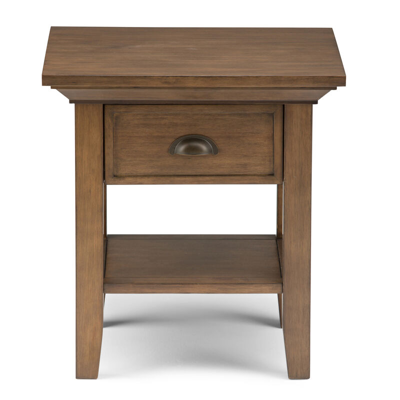 Redmond SOLID WOOD 19 inch Wide Square Transitional End Side Table in Rustic Natural Aged Brown