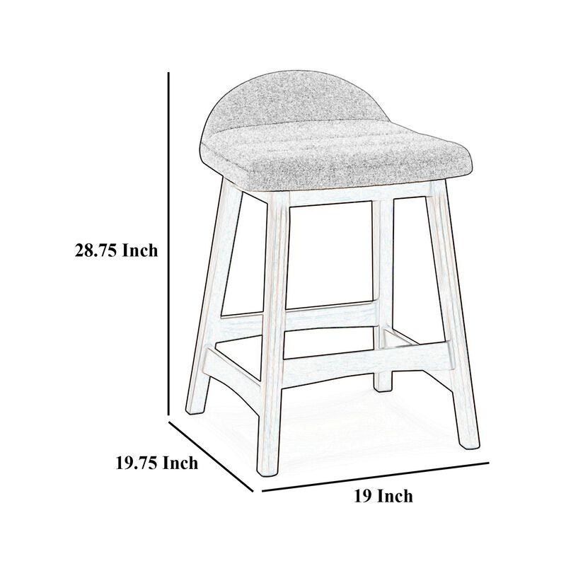 Jeyn Counter Stool with Footrest Set of 2, Brown Wood, Charcoal Gray - Benzara