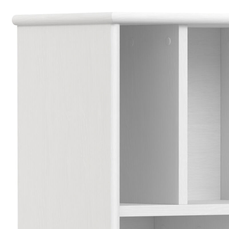 Draper SOLID HARDWOOD 64 inch x 22 inch Mid Century Modern Bookcase and Storage Unit in White