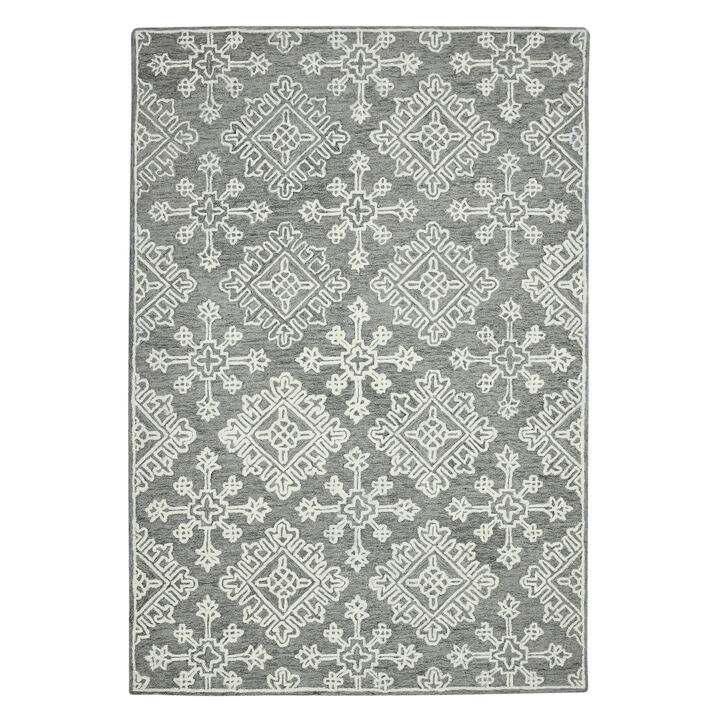 HomeRoots Wool Oriental Hand Hooked Area Rug