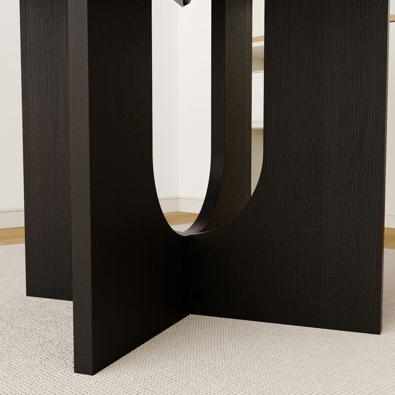 FUFU&GAGA Stylish Foldable Dining Table with Foldable and Fully Thickened Design, Wood Grain Finish, (47.2 in. W x 29.5 in. D x 33.5 in. H), Black