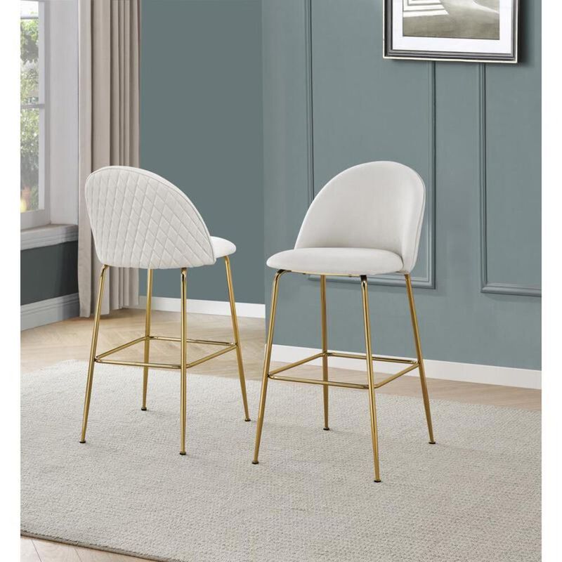 Best Quality Furniture White barstool with a gold base