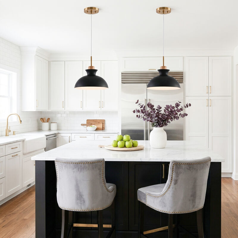 11" Modern Black Dome Pendant Light with Adjustable Cord for Bedroom, Kitchen Island or Living Room image number 3