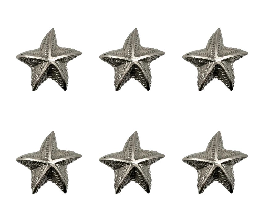 HomeRoots Set of Six Silver Starfish Knob Iron Drawer Pull Knobs