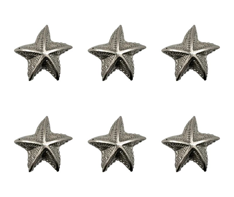 HomeRoots Set of Six Silver Starfish Knob Iron Drawer Pull Knobs image number 0