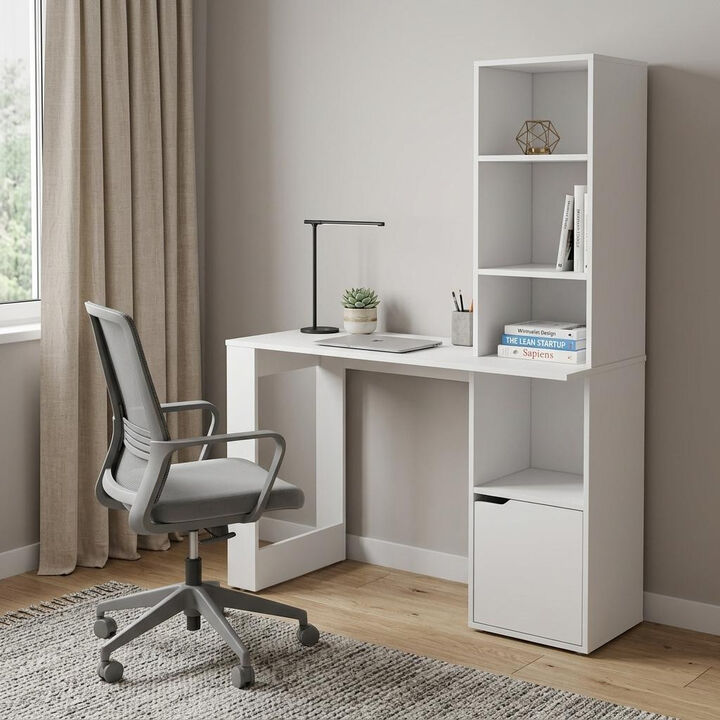 HomeRoots 39" White Wood Pedestal Computer Desk
