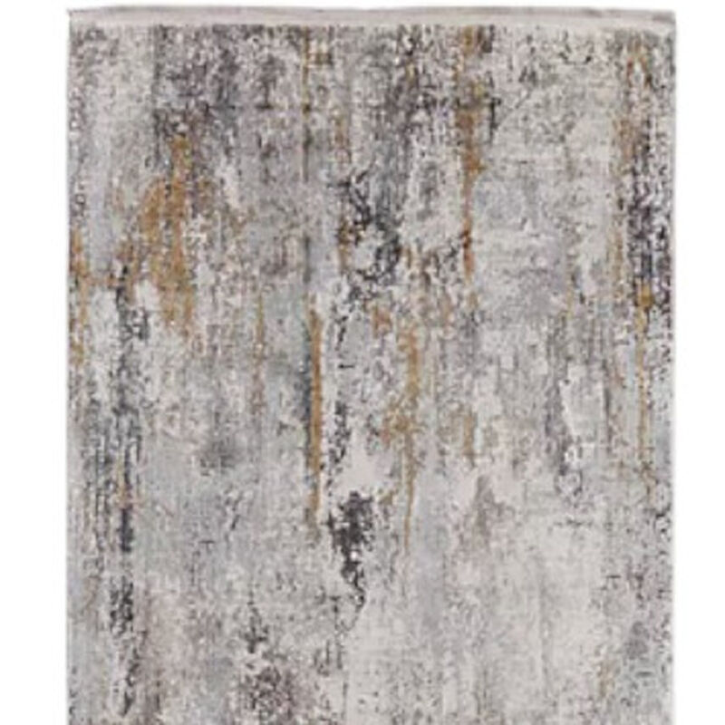 HomeRoots Abstract Power Loom Runner Rug With Fringe image number 3