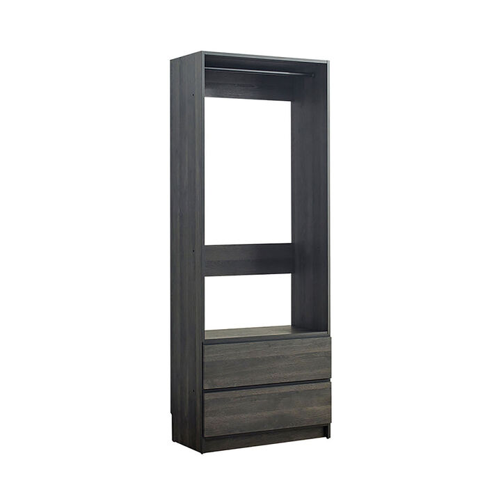 Prosper 32" Gray Wood Walk-in Closet with Two Drawers