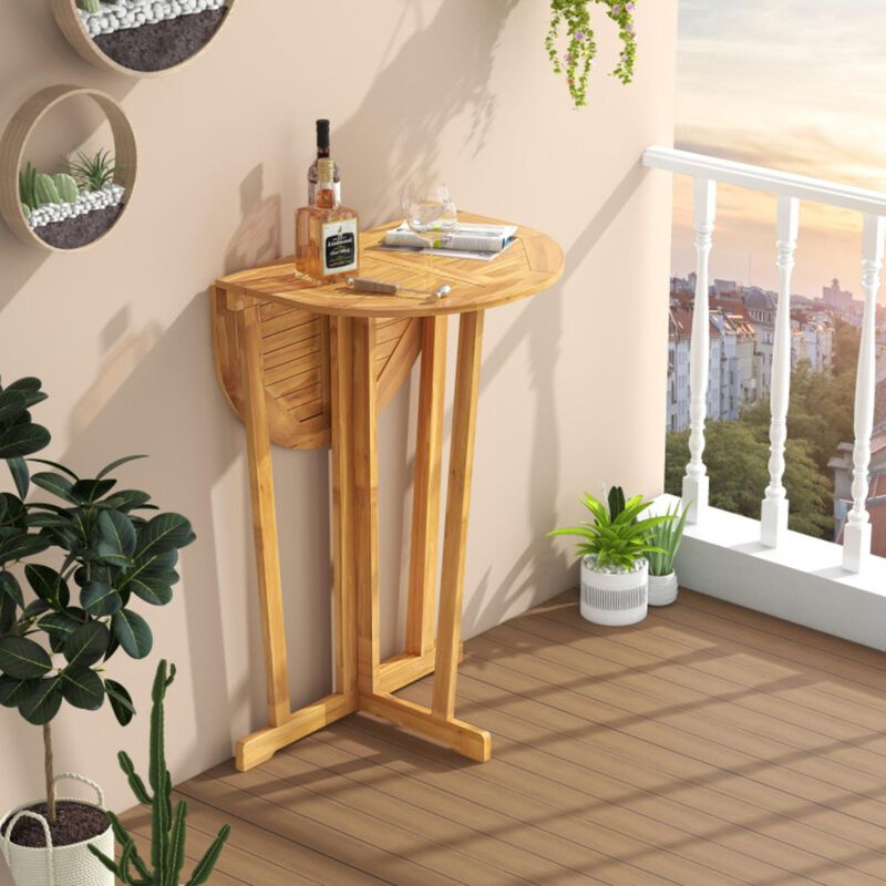 Hivvago Outdoor Folding Bar Table with Oval Tabletop and Cross Base