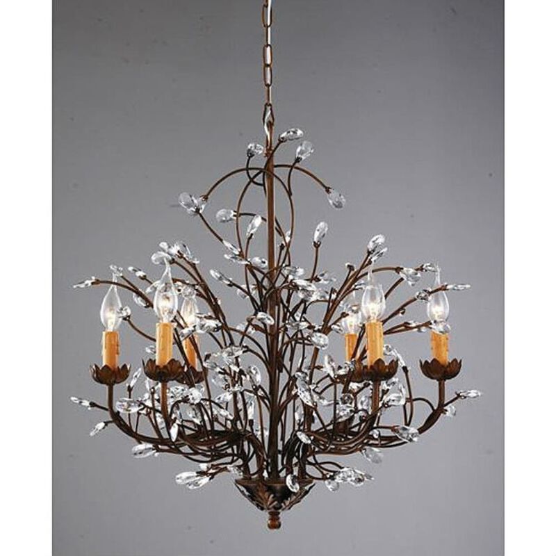 Hivvago Antique Bronze 6-light Crystal and Iron Chandelier