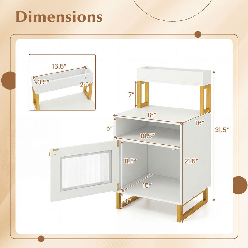 Modern End Table with LED Lights, Open Compartment and Storage Cabinet image number 2
