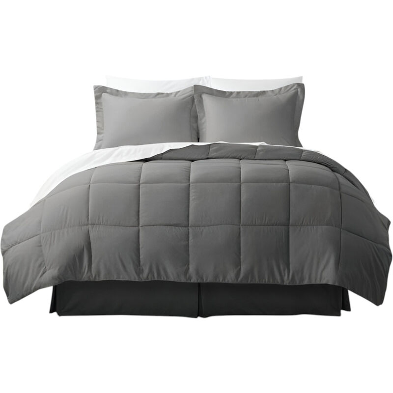 8-Piece Reversible Microfiber Comforter Set &ndash; Bed-in-a-Bag with Sheets & Pillow Shams