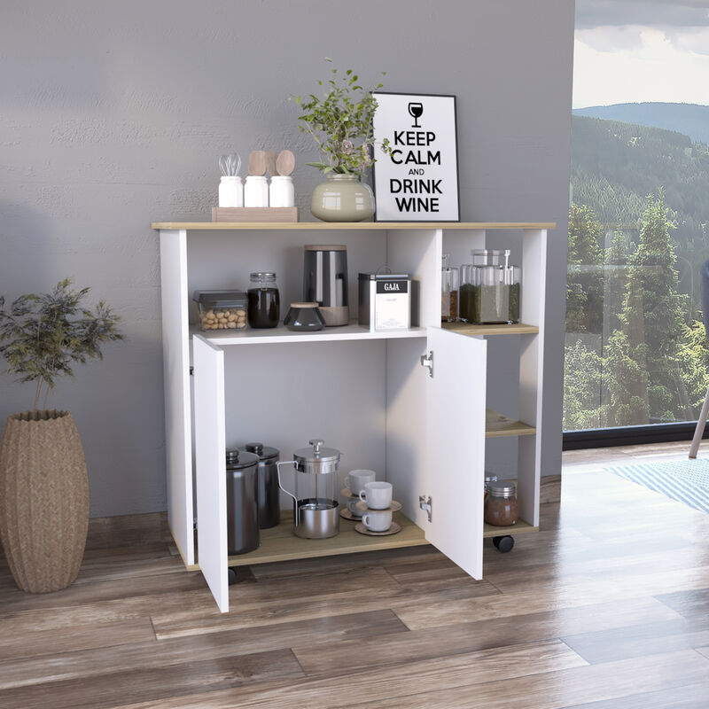 Streamdale Paprika Kitchen Cart with Shelves and Cabinet