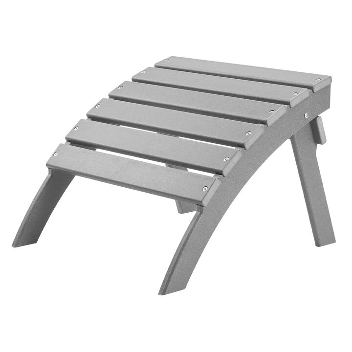 Outdoor Adirondack Ottoman, HDPE Plastic Foot Rest for Porch, Pool & Backyard - White