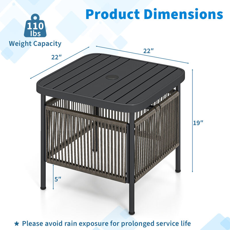 Outdoor Side Table with Built-in Umbrella Hole for Easy Shade-Black image number 2