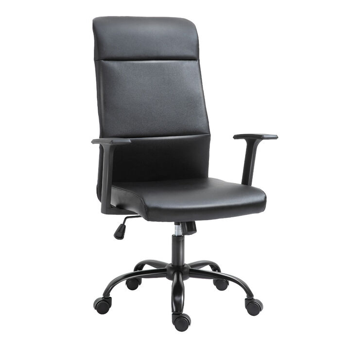 Black Executive Comfort: High-Back Faux Leather Office Chair