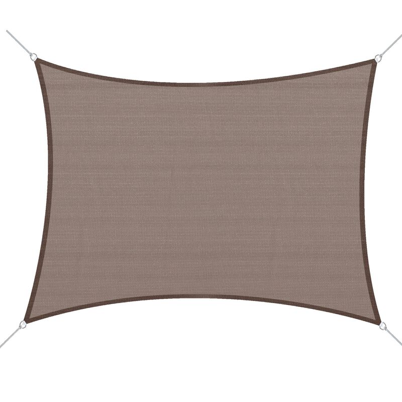 Brown Sun Shield: 20'x13' Rectangle Outdoor Shade Sail with D-Rings
