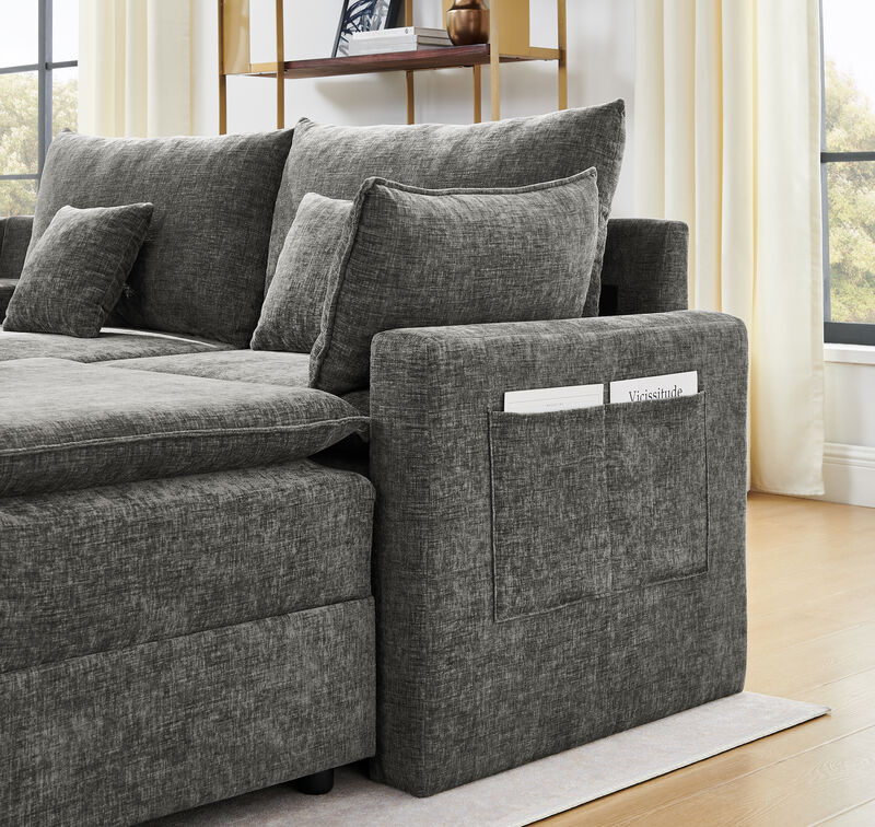 Gukkok 143.8" Spacious U-Shaped Modular Sectional Sofa image number 6