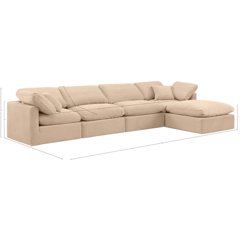 Meridian Furniture Indulge Beige Velvet Modular Sectional