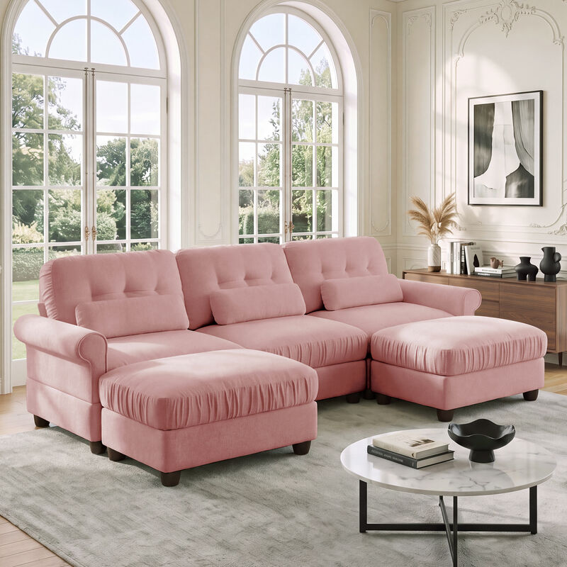 Rucis Chenille U‑Shape Modular Sectional Sofa image number 2