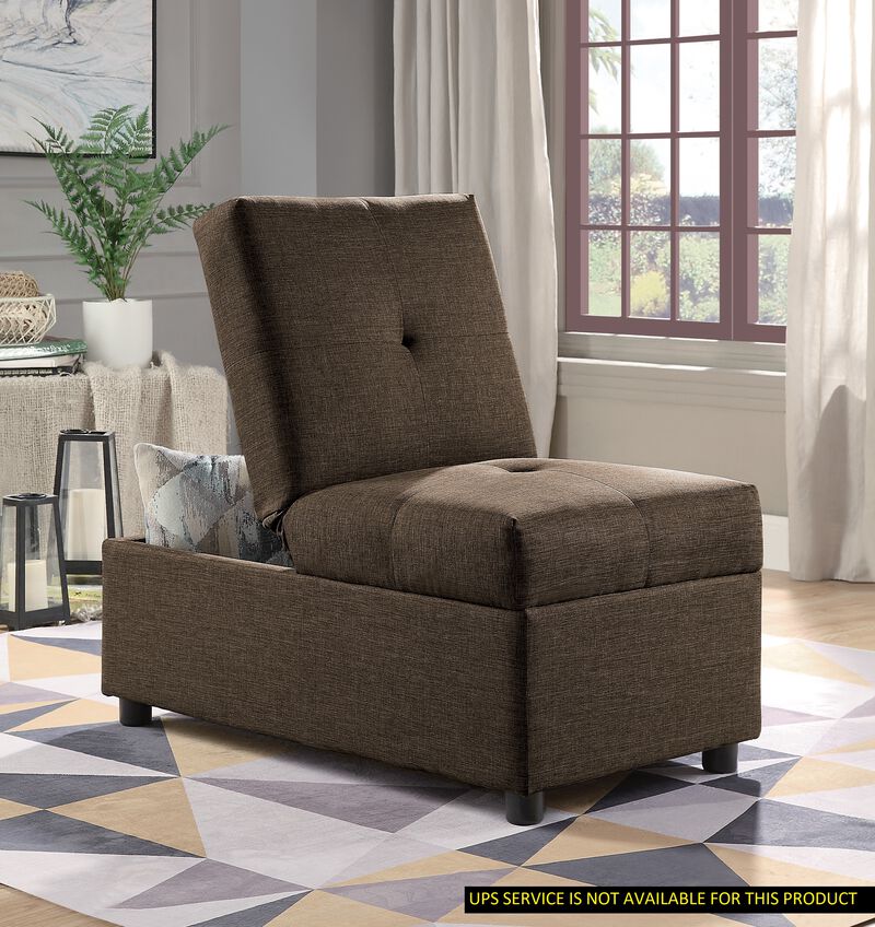 Brown Color Stylish 1pc Storage Ottoman Convertible Chair Foam Cushioned Fabric Upholstered Solid Wood Plywood Frame Living Room Furniture image number 2