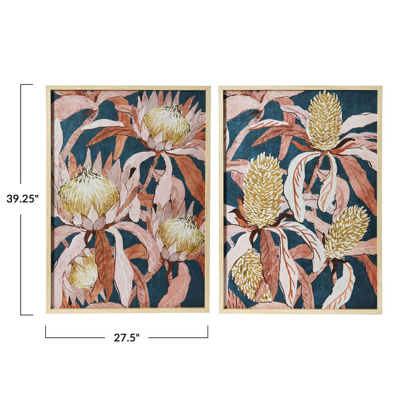 Floral Prints with Solid Wood Frame, Set of 2 image number 2