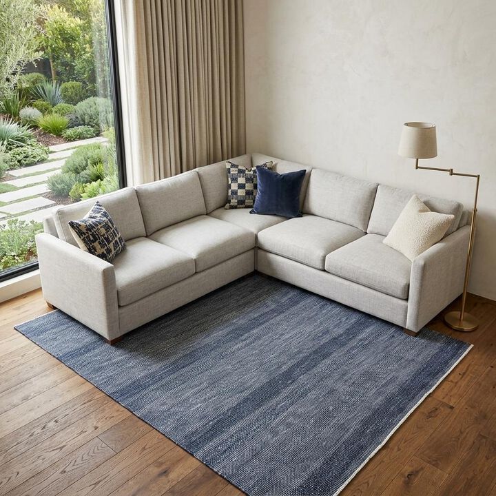 HomeRoots Wool Striped Shag Hand Knotted Area Rug