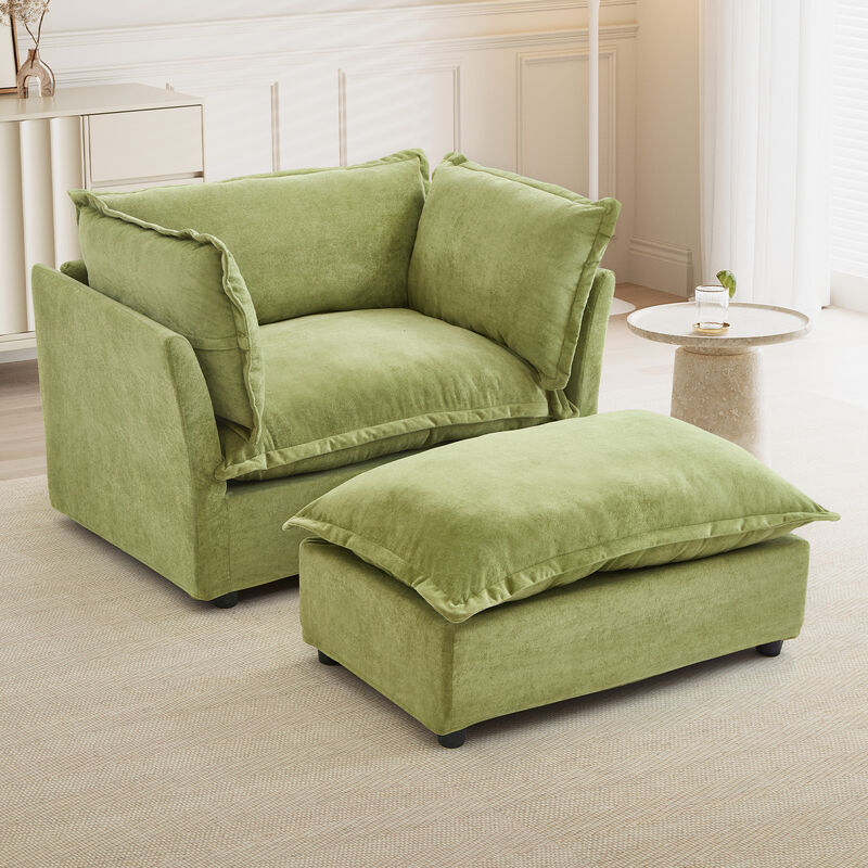 Merax Modern Armchair Sofa with Movable Ottoman